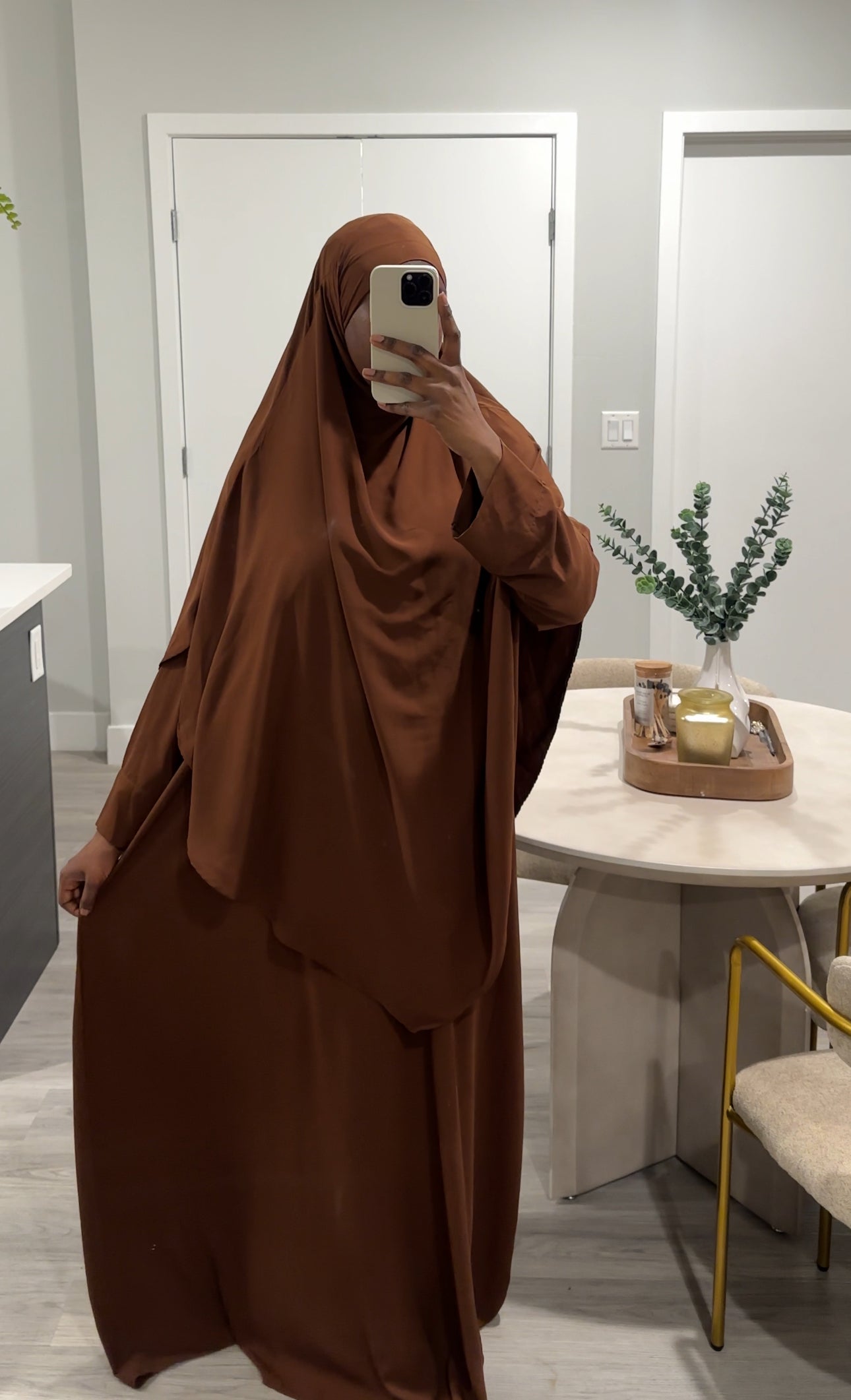 Brown Khimar Dress Set