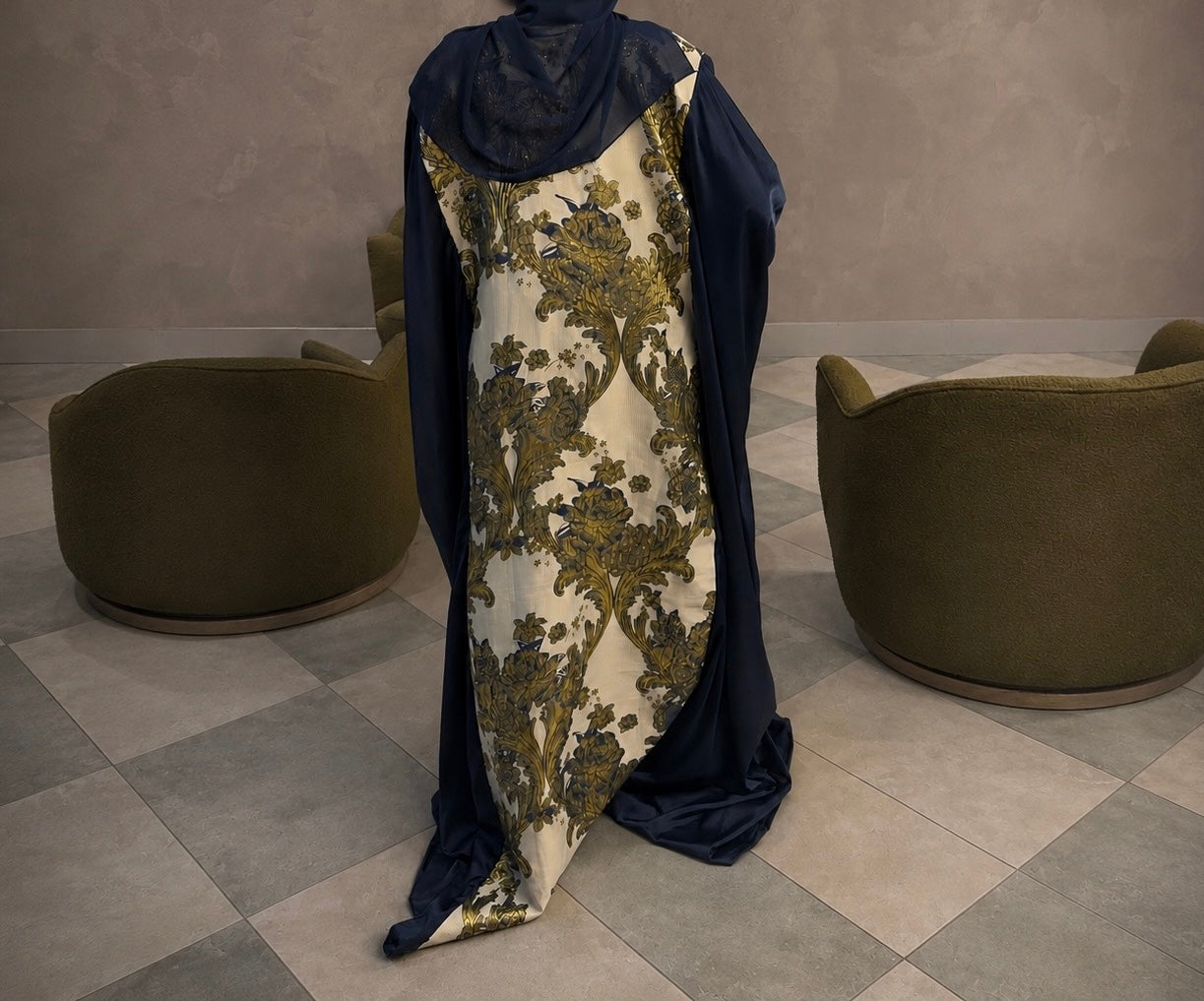 Navy Blue Printed Boubou